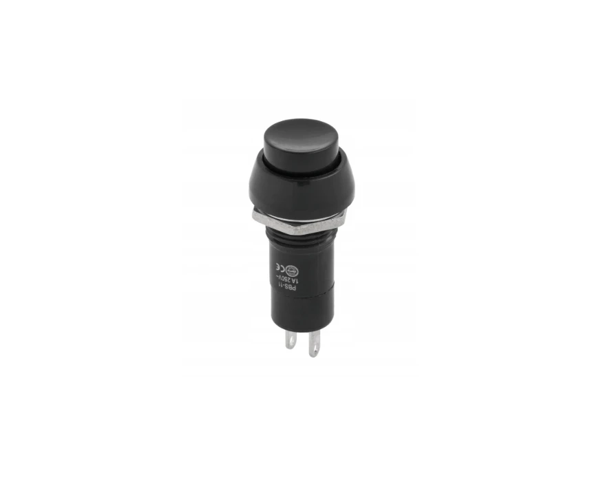 12mm 2-pin 2A ON-OFF Button Switch PBS-11A, Round, Black